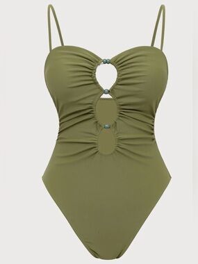 Samiol Olive Green Cutout One-Piece Swimsuit